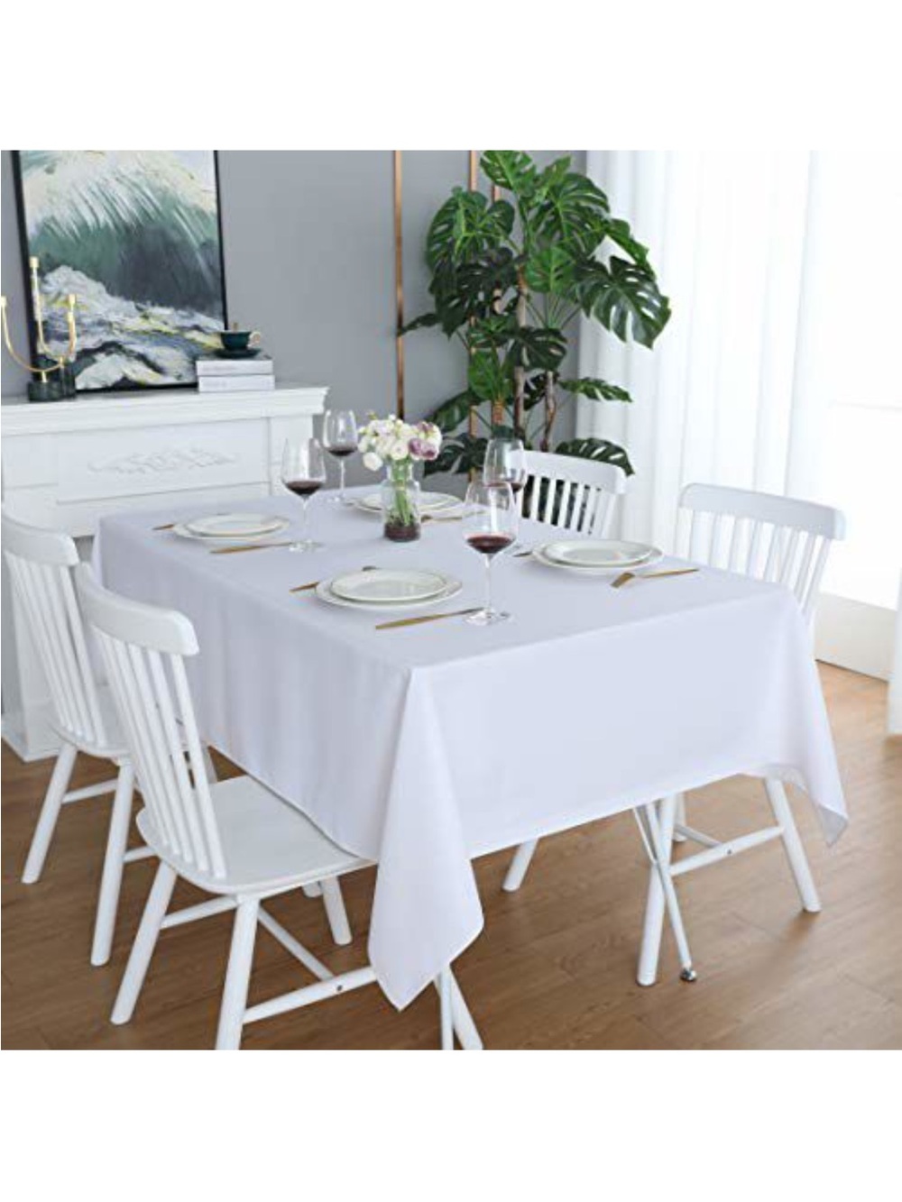 NEW Elegant White Dining Tablecloth for Everyday & Entertaining